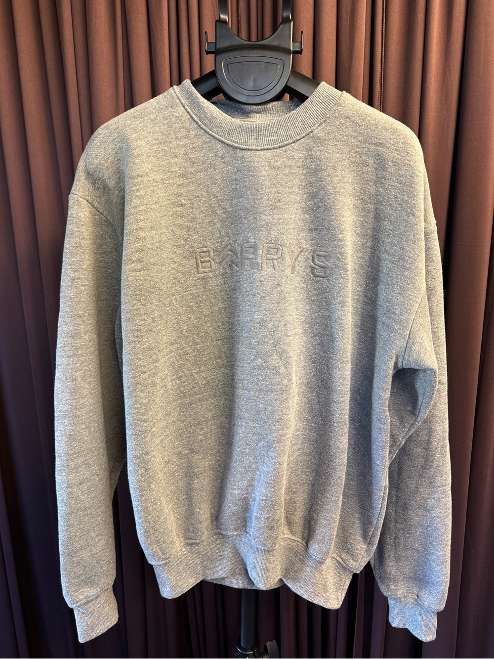 Barry’s Embroidered Gray Crewneck Sweatshirt